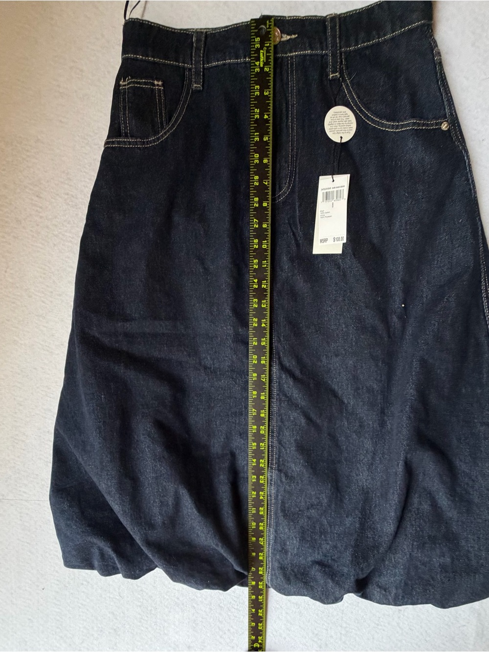 Jason Wu Dark Wash Denim Balloon Midi Skirt - Picture 4 of 5